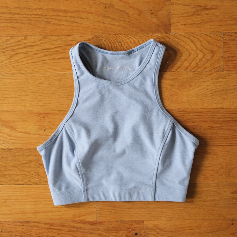 Outdoor Voices Crop Top Womens Blue High Neck Racerback Athleisure Size S Small
